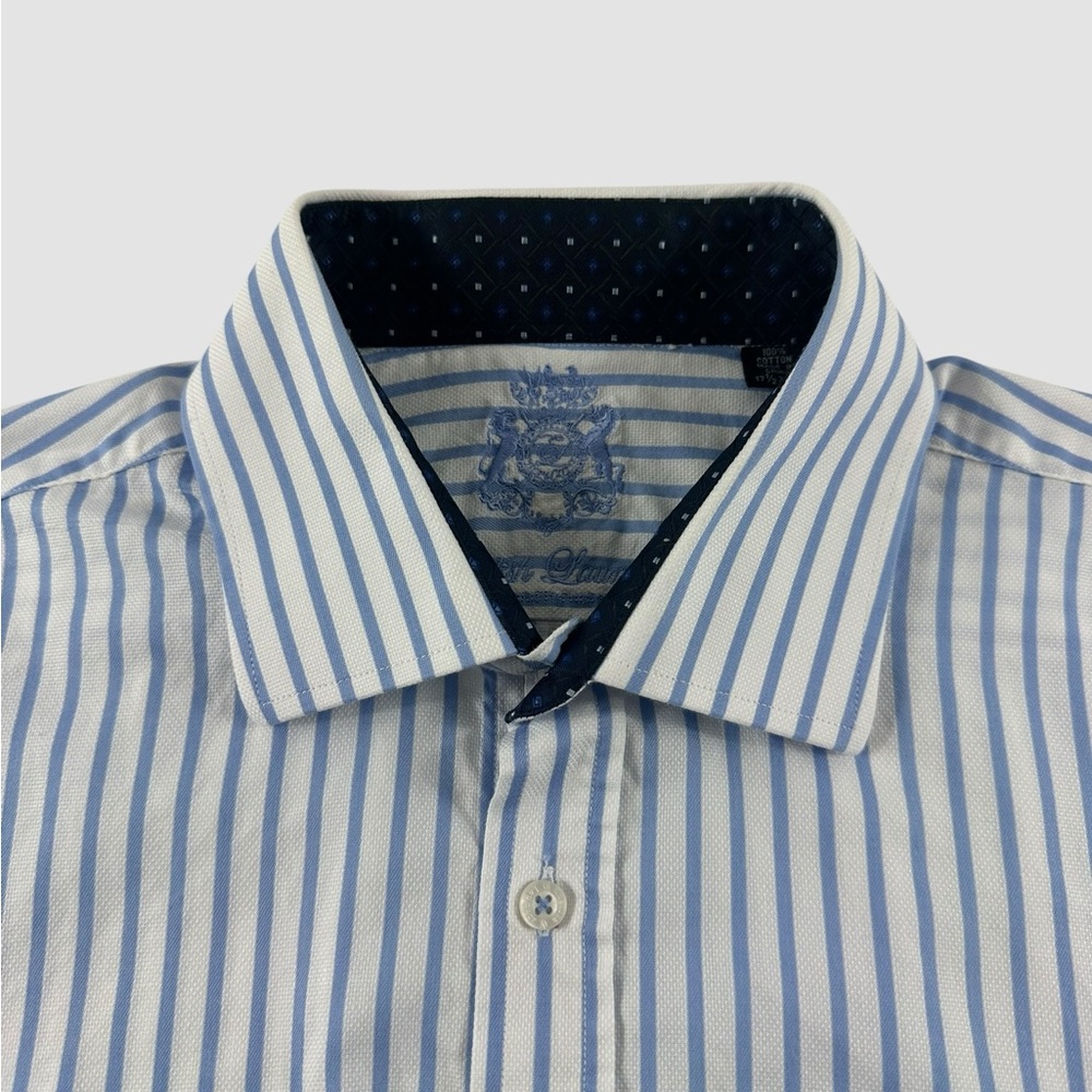 English Laundry Men’s XL Blue Striped Dress Shirt Long Sleeve Button Up